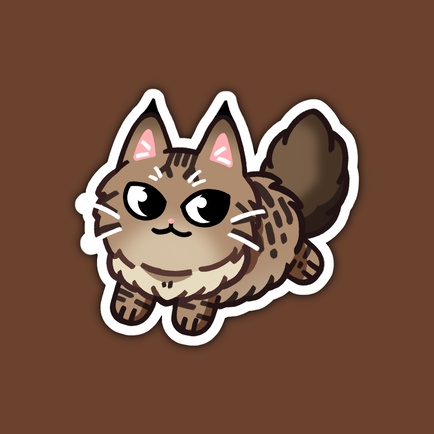 Brown Maine Coon Longhaired Cat Sticker