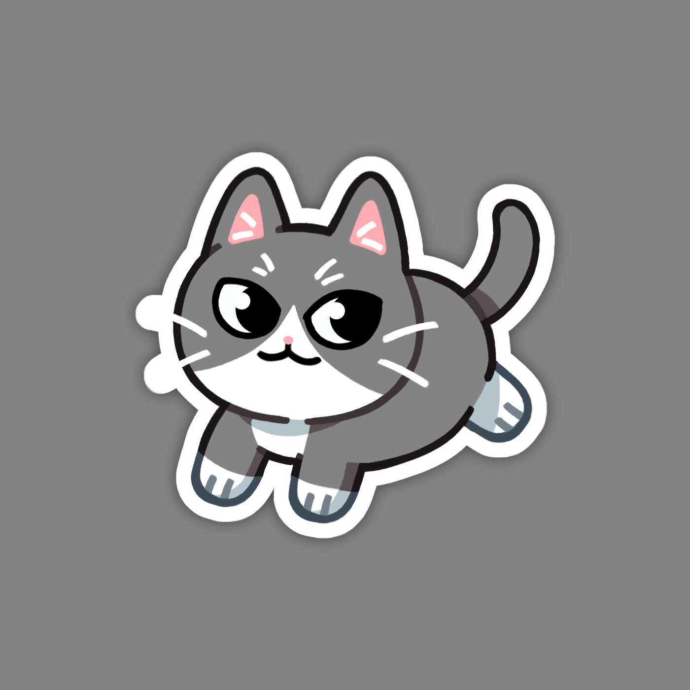 Gray Tuxedo Cat Sticker