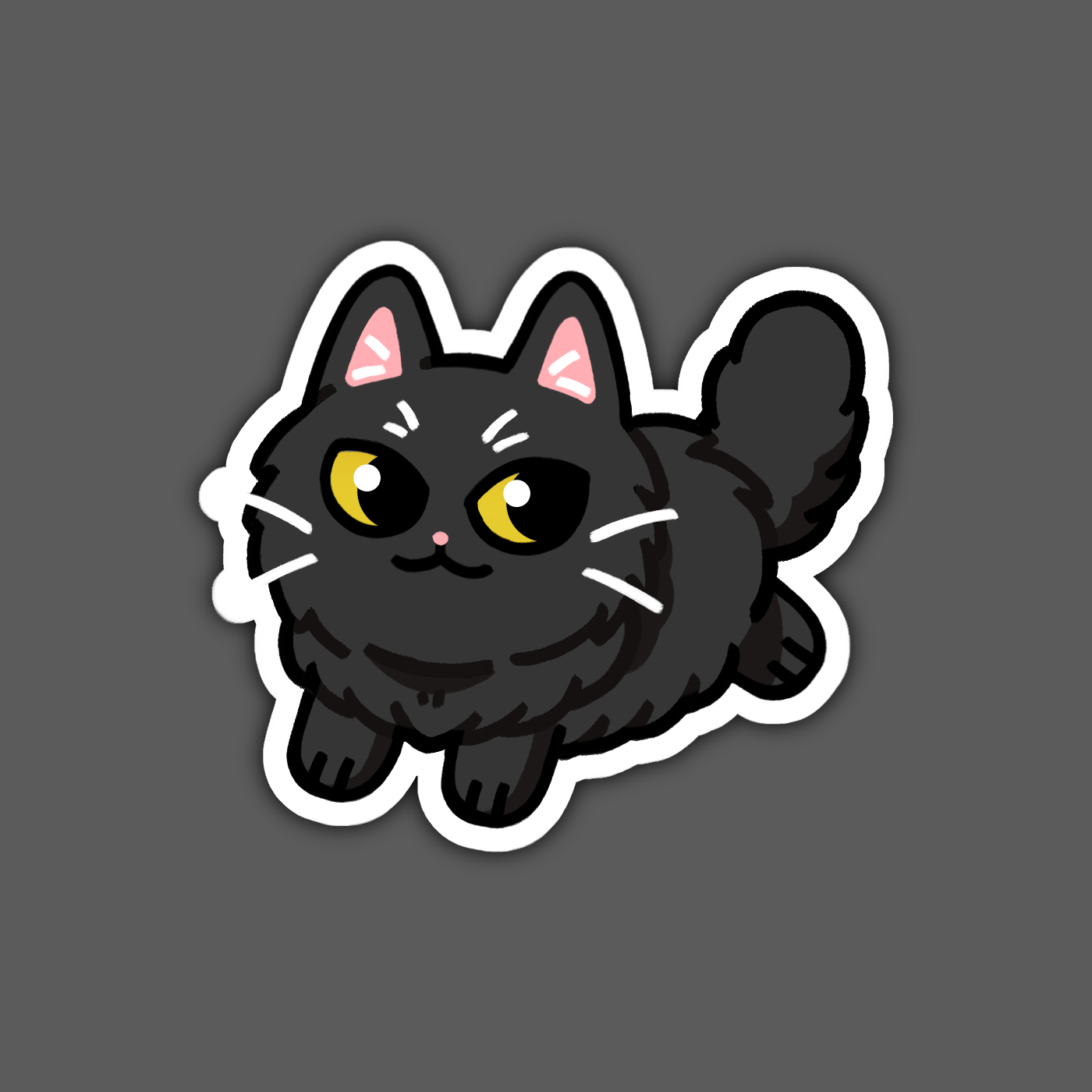 Longhaired Black Cat Sticker