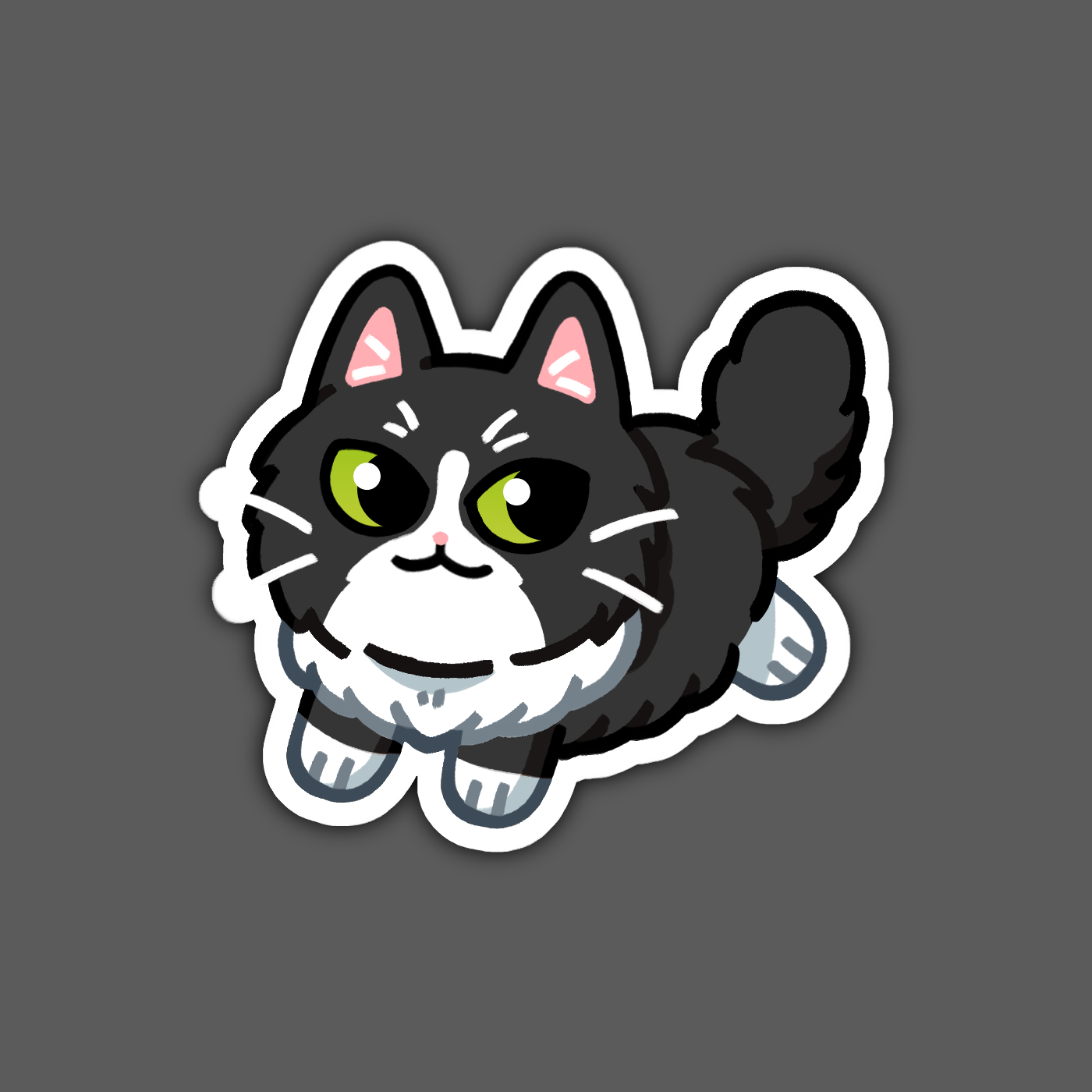Longhaired Black Tuxedo Cat Sticker
