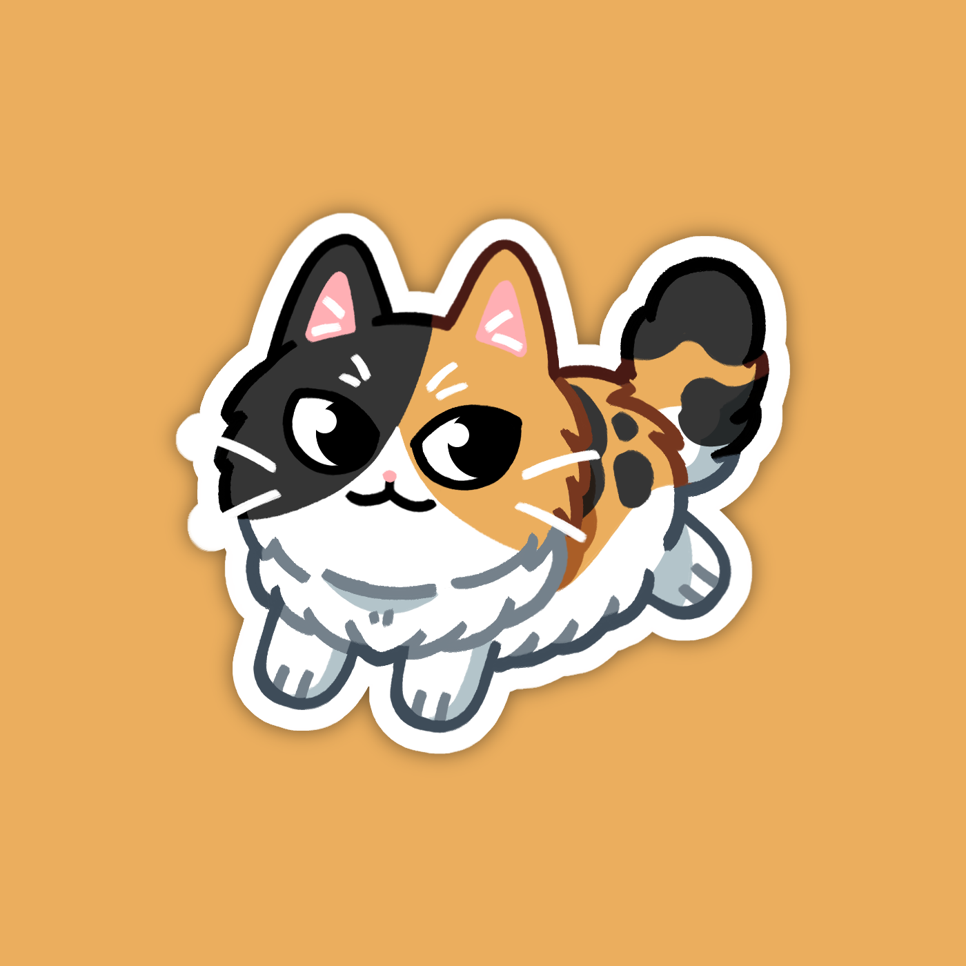 Longhaired Calico Cat Sticker