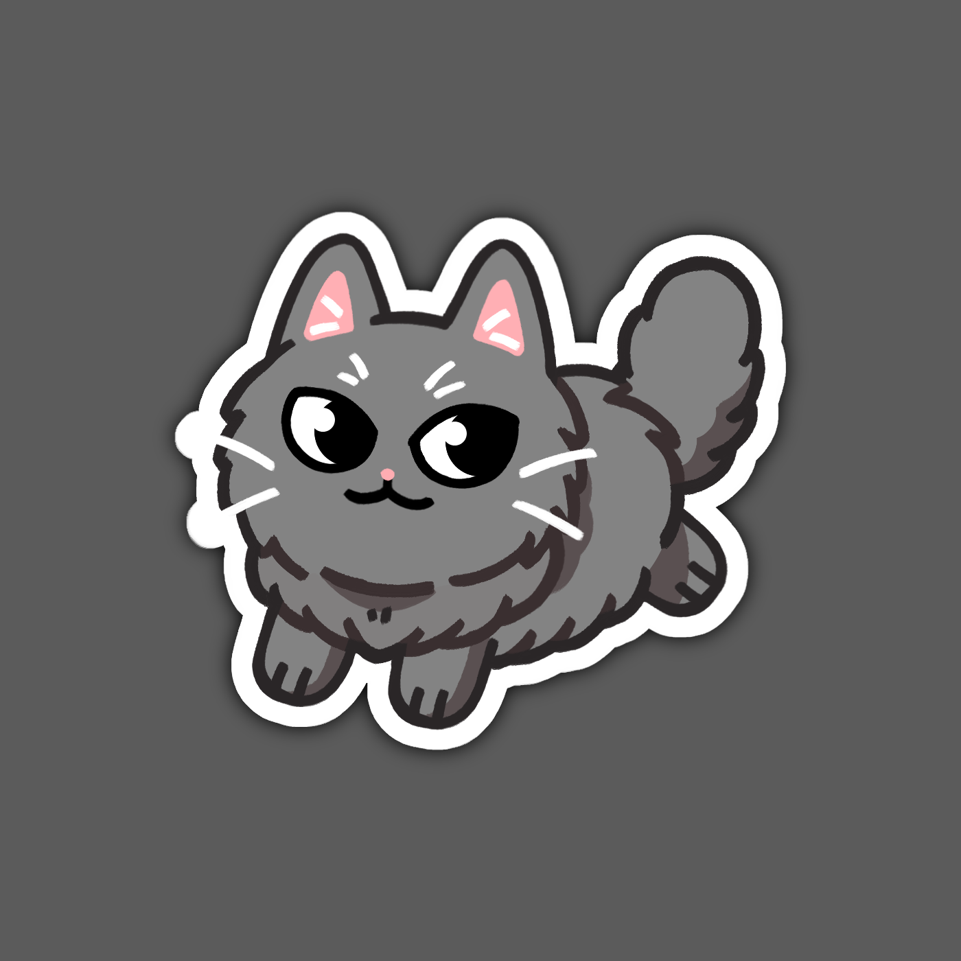 Longhaired Gray Cat Sticker