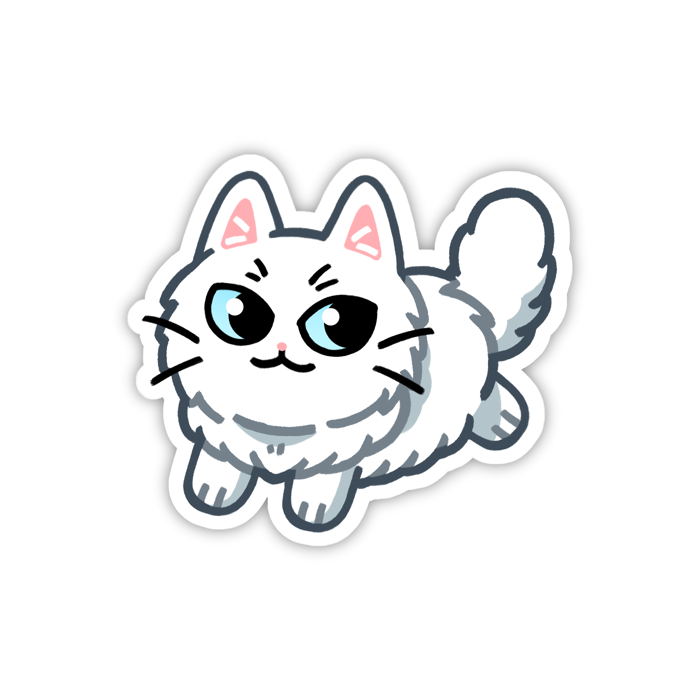 Longhaired White Cat Sticker