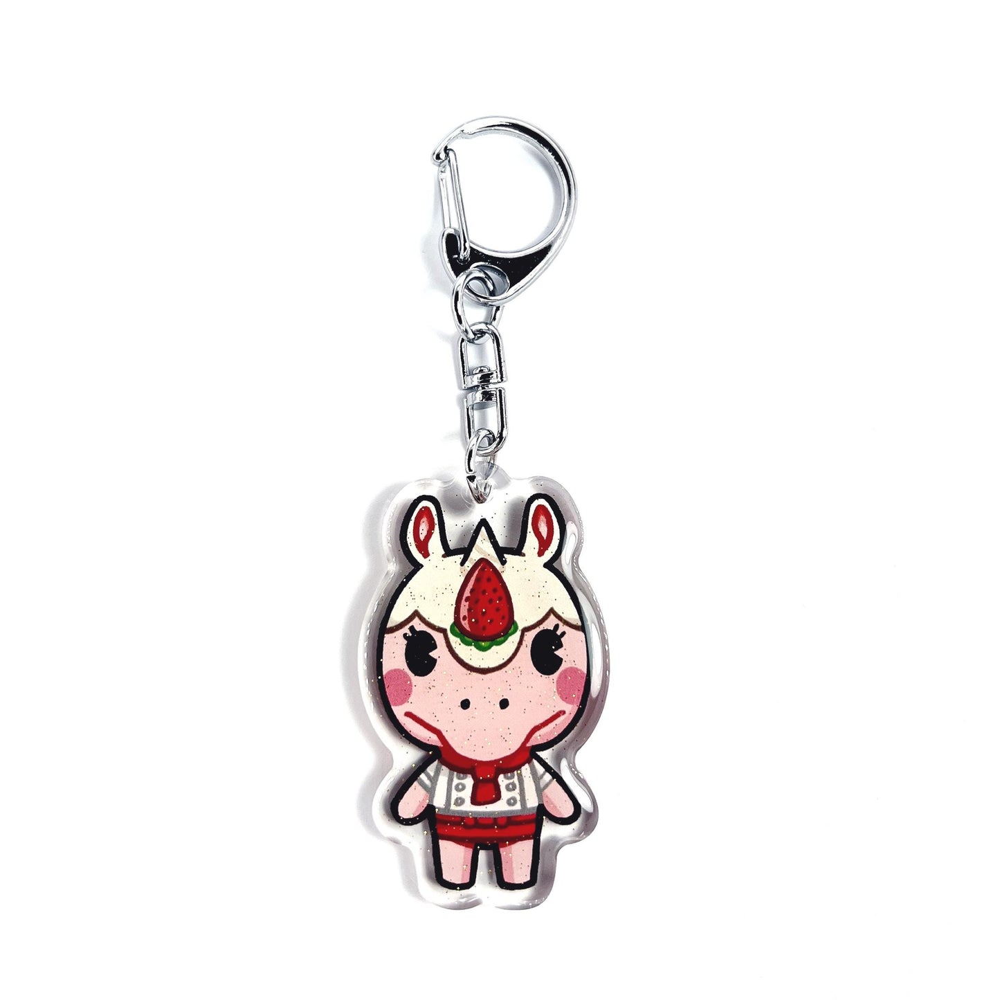 Merengue Rhino | Animal Crossing Acrylic Glitter Keychain