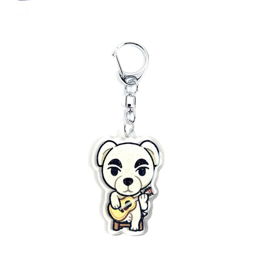 K.K. Slider, Guitar Dog | Animal Crossing Acrylic Glitter Keychain