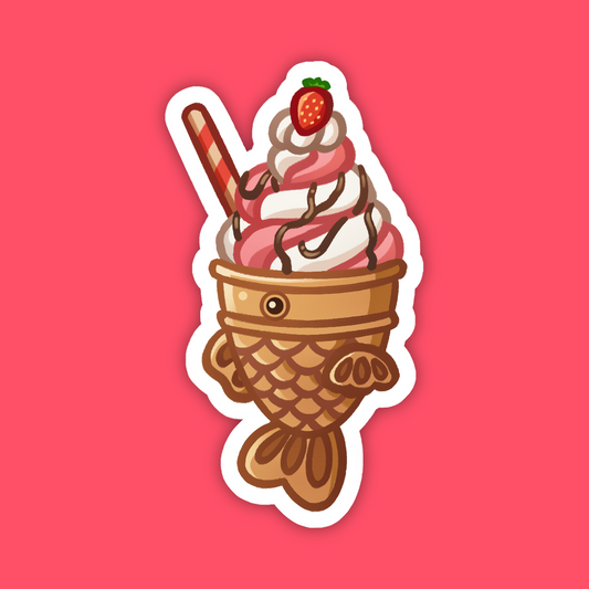 Strawberry Taiyaki Ice Cream Sticker