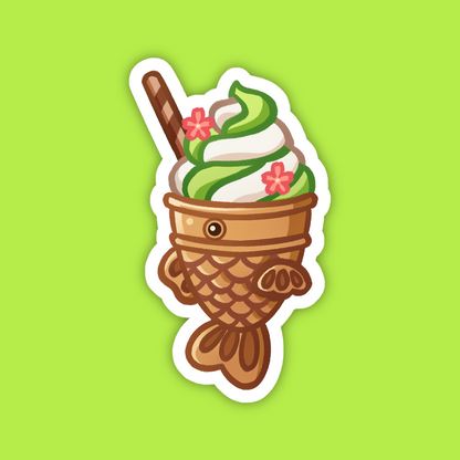 Matcha Taiyaki Ice Cream Sticker