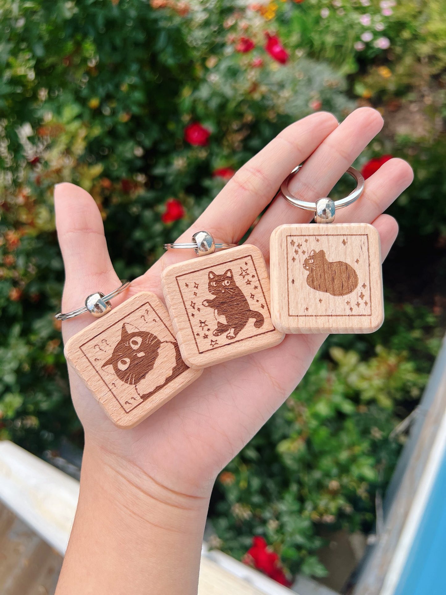 Custom Gift ⋆˙⟡ Engraved Wooden Keychain!