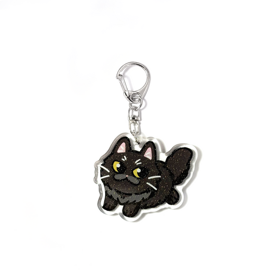 Black Persian Cat Keychain
