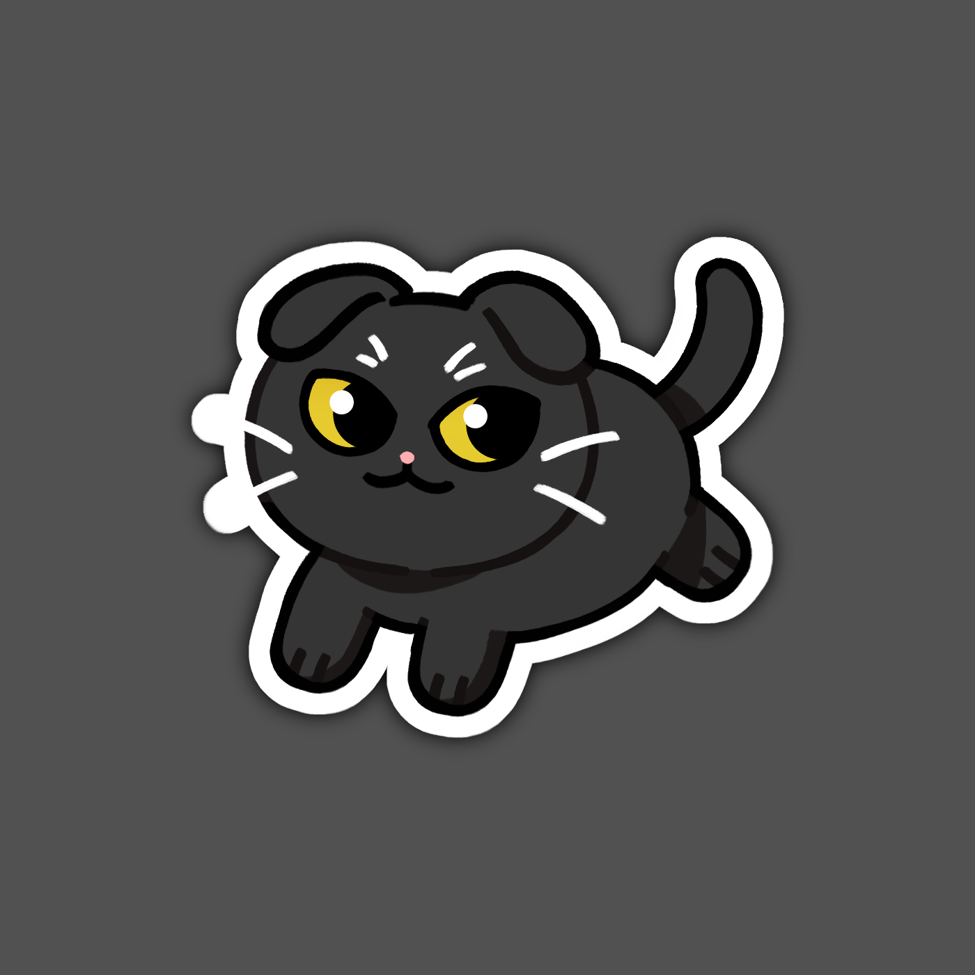 Black Scottish Fold Cat Sticker