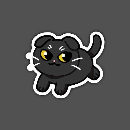 Black Scottish Fold Cat Sticker
