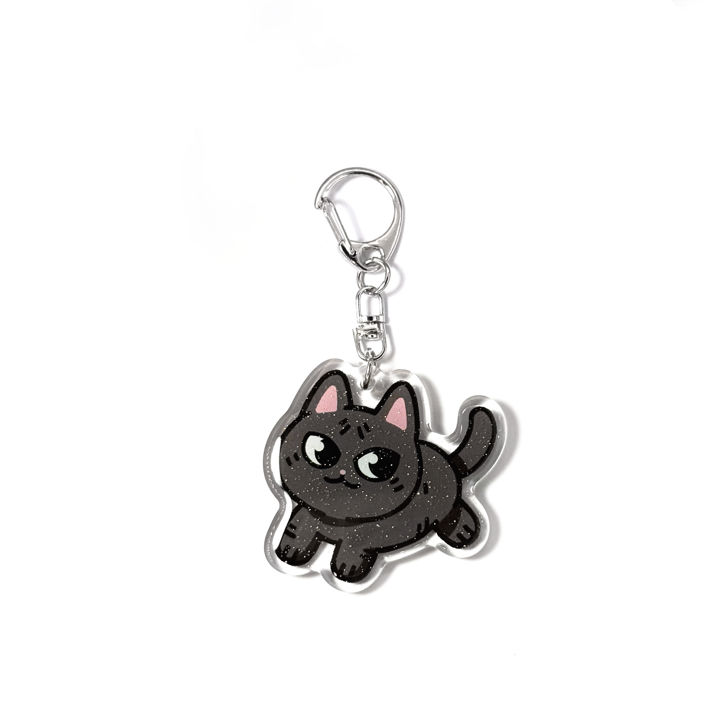 Black Sphynx Naked Cat Keychain