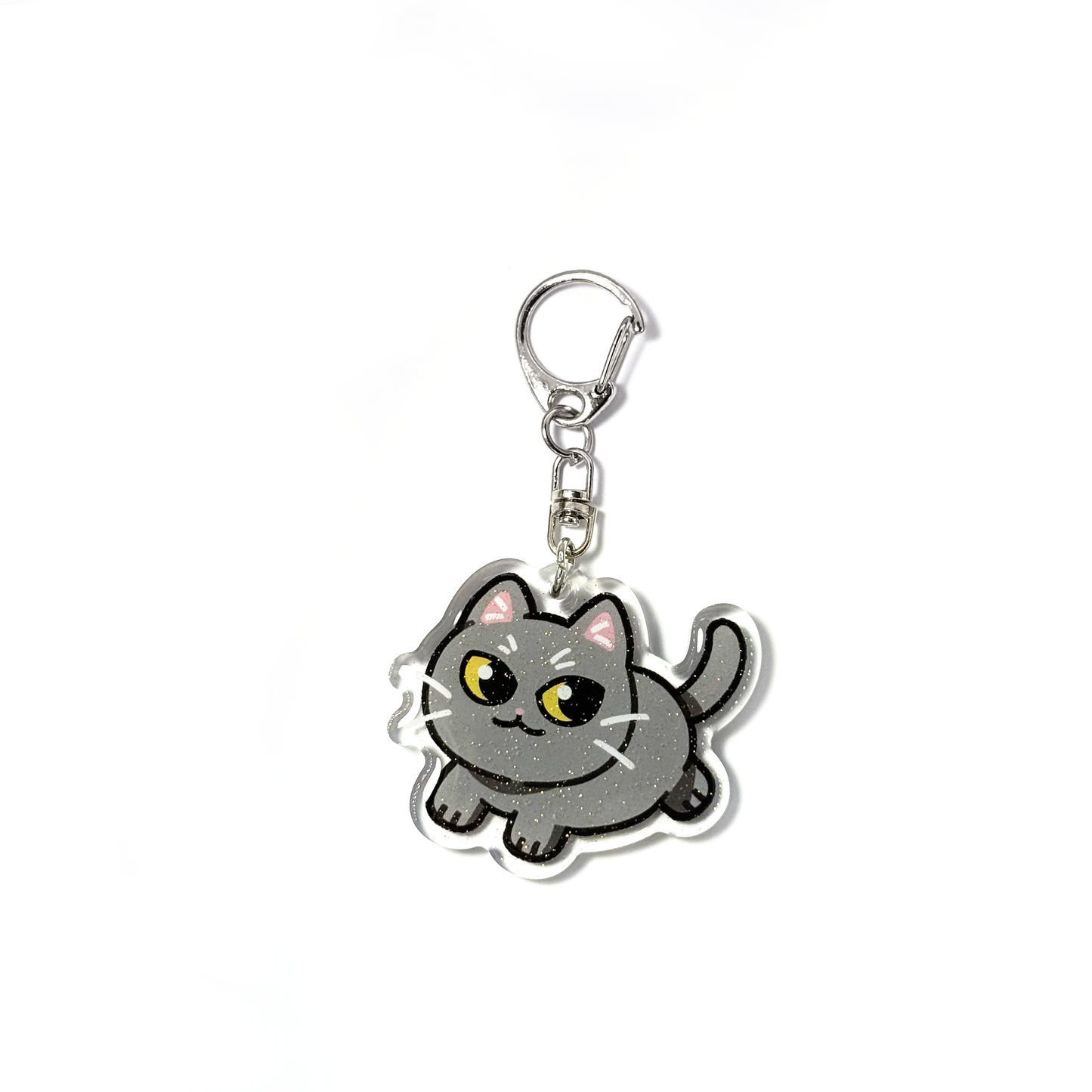 Blue British Shorthair Gray Cat Keychain