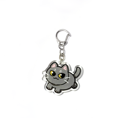 Blue British Shorthair Gray Cat Keychain