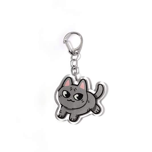 Blue Sphynx Naked Cat Keychain