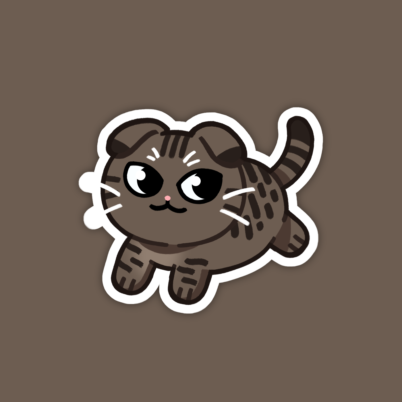 Brown Tabby Scottish Fold Cat Sticker