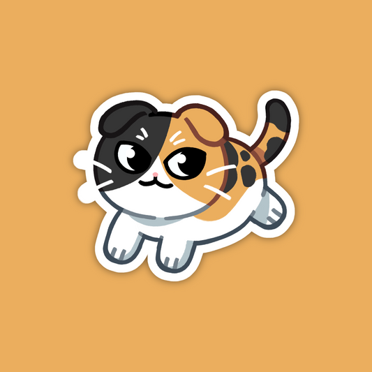 Calico Scottish Fold Cat Sticker