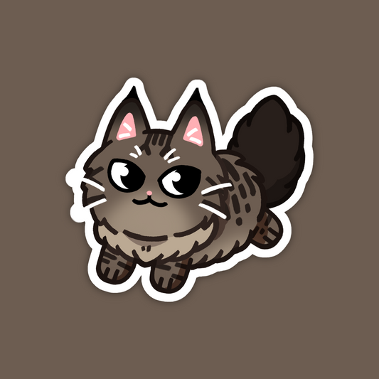 Classic Dark Brown Tabby Maine Coon Longhaired Cat Sticker