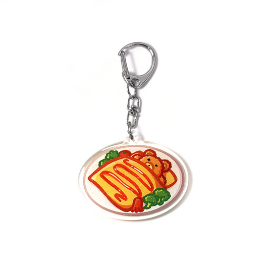 Cute Cafe Bear Omurice Keychain