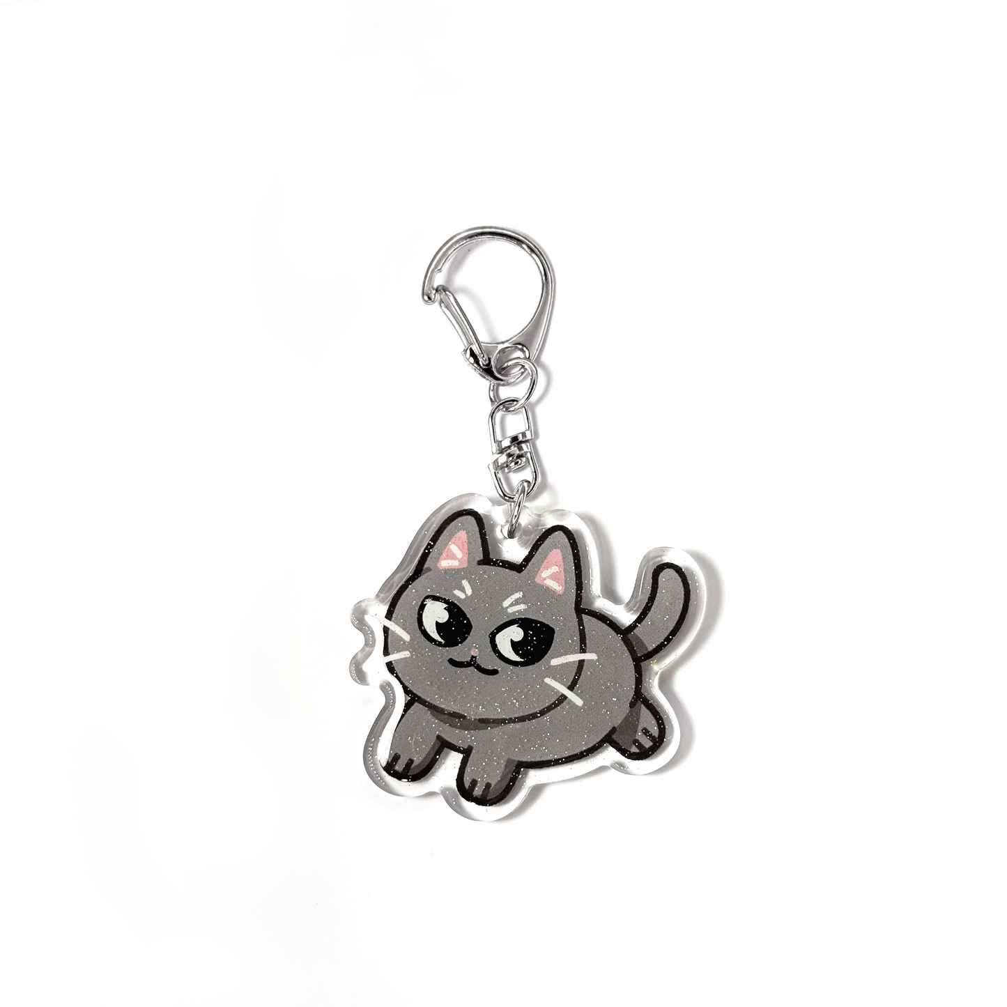 Gray Chartreux Cat Keychain