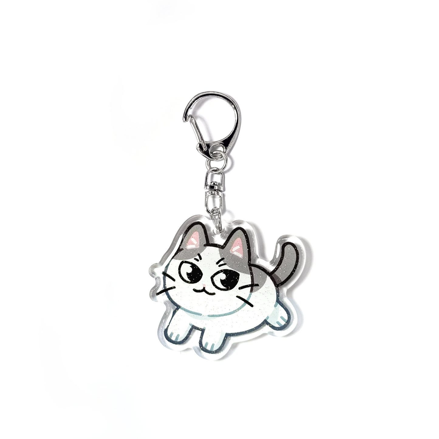 Gray Turkish Van Cat Keychain