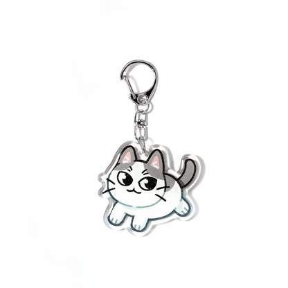 Gray Turkish Van Cat Keychain