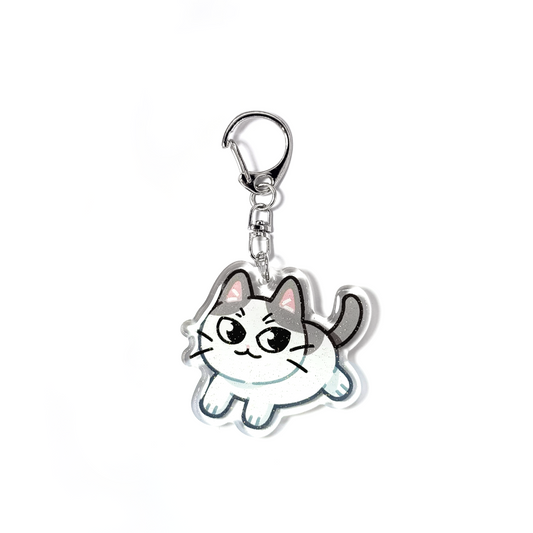 Gray Turkish Van Cat Keychain