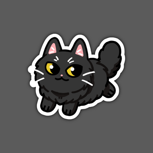 Longhaired Black Cat Sticker