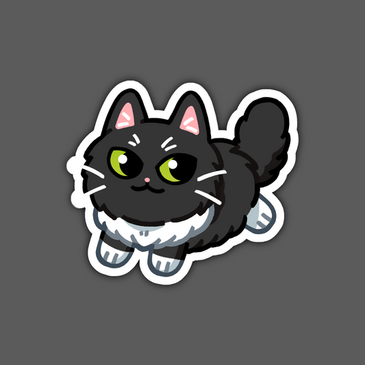 Longhaired Black Tuxedo Cat Sticker
