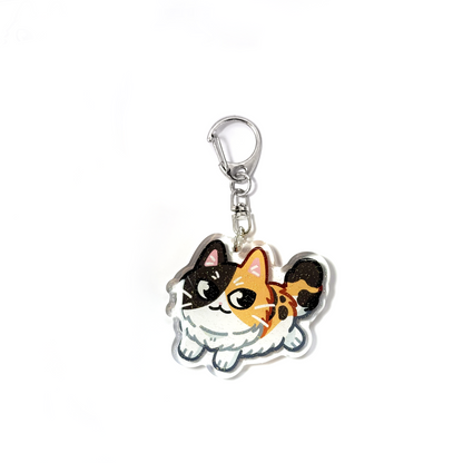 Longhaired Calico Cat Keychain