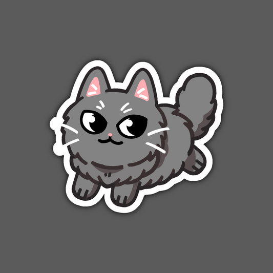 Longhaired Gray Cat Sticker