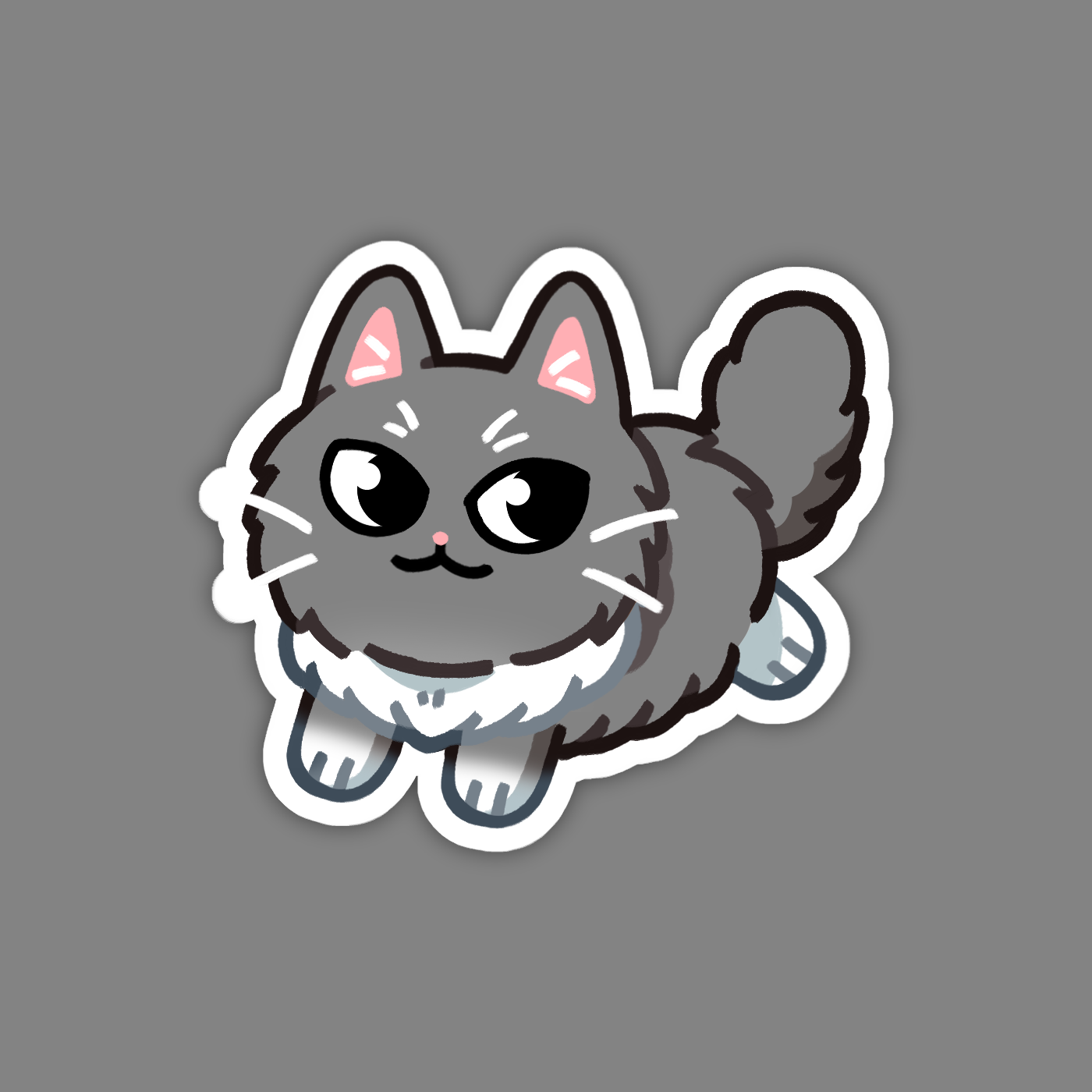 Longhaired Gray Tuxedo Cat Sticker