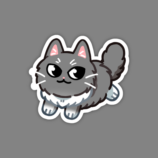 Longhaired Gray Tuxedo Cat Sticker