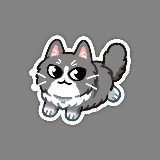 Longhaired Gray Tuxedo Cat Sticker
