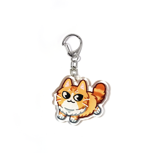 Longhaired Orange Tabby Ragamuffin Cat Keychain