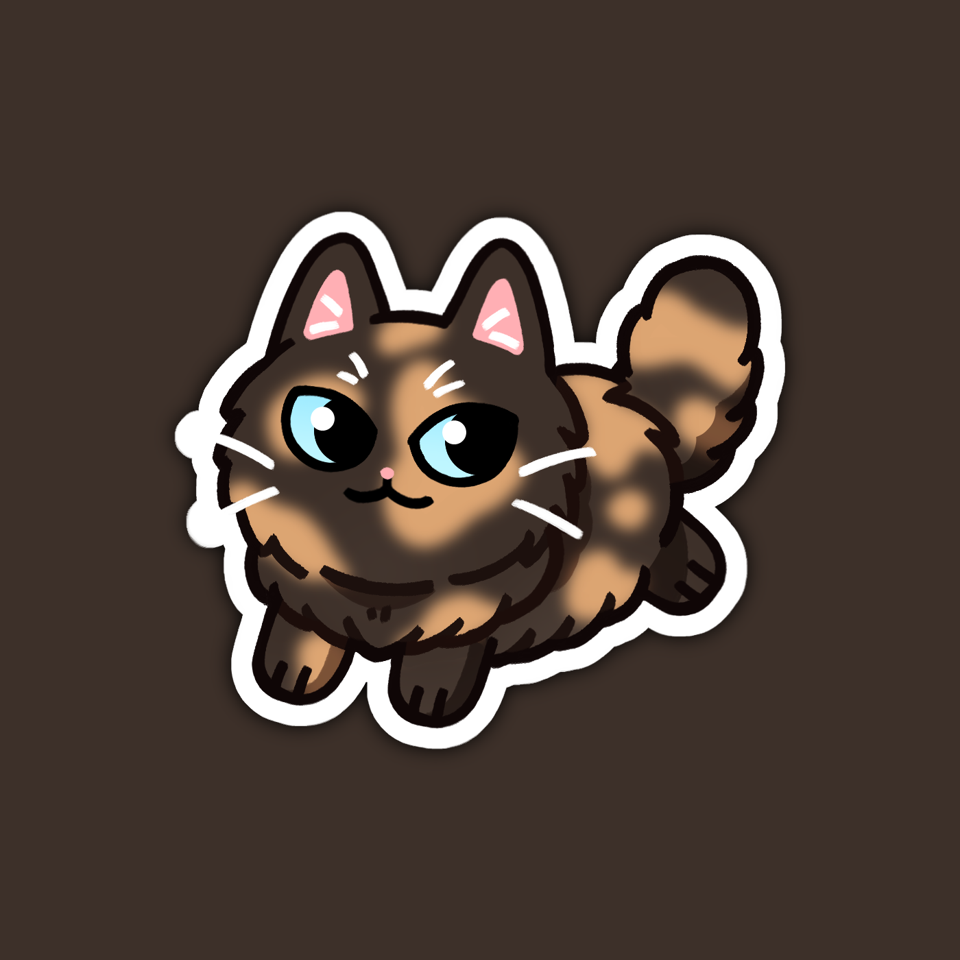 Longhaired Tortoiseshell Tortie Cat Sticker