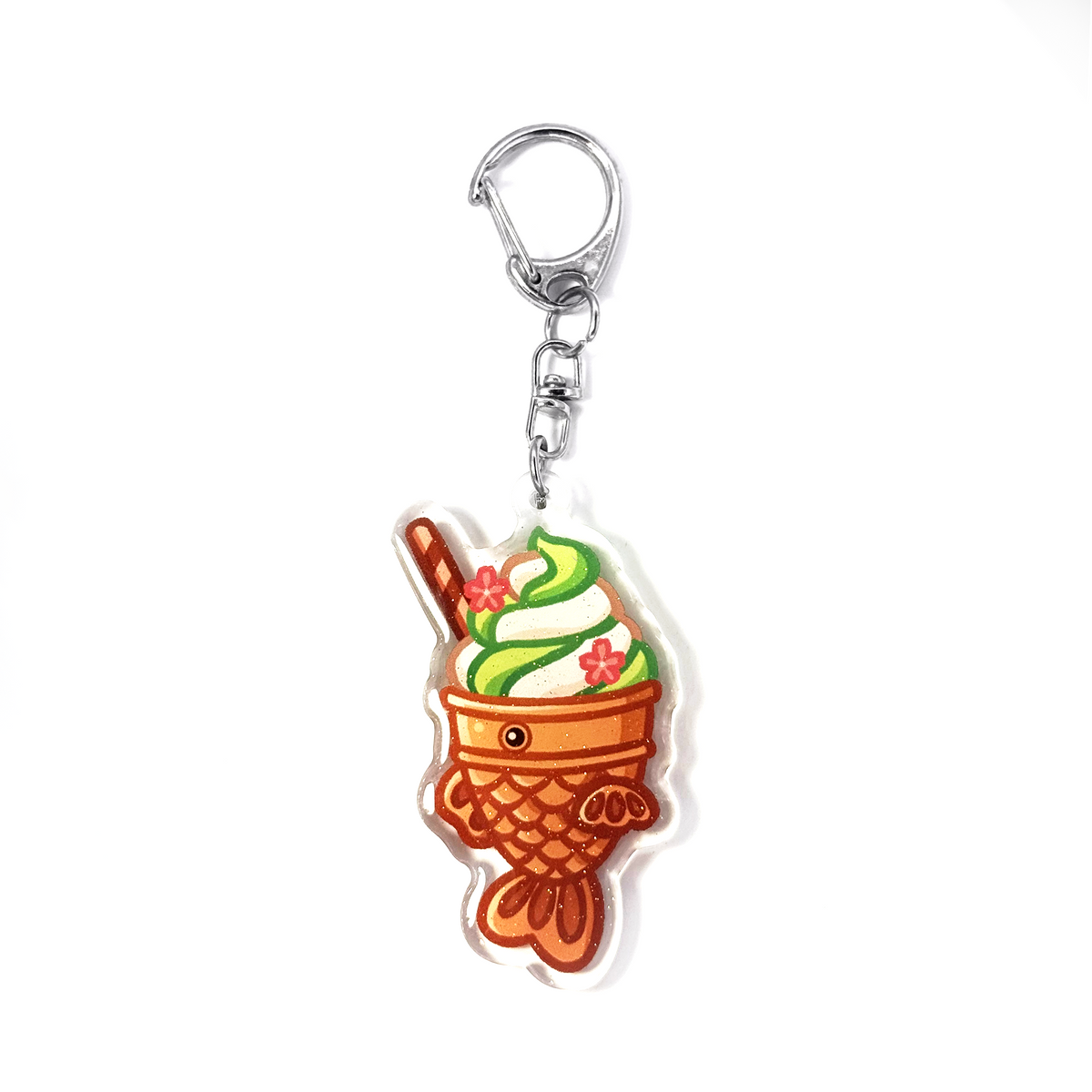 Matcha Taiyaki Ice Cream Keychain