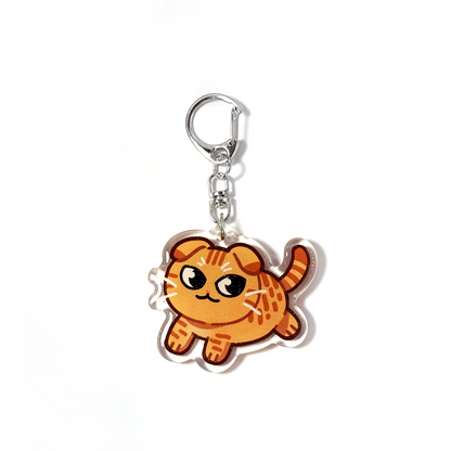 Orange Tabby Scottish Fold Cat Keychain