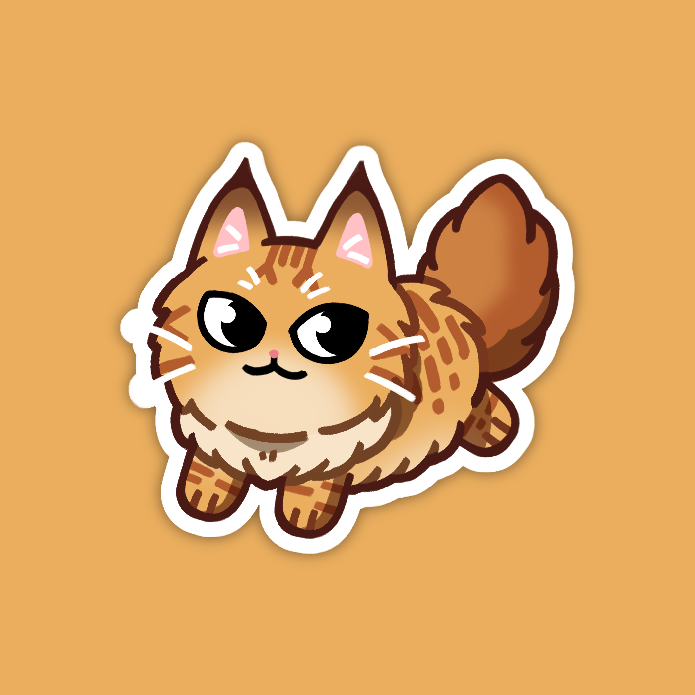 Orange Maine Coon Longhaired Cat Sticker