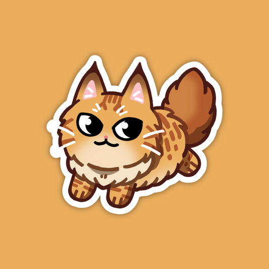 Orange Maine Coon Longhaired Cat Sticker