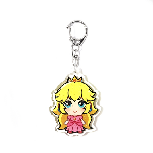 Princess Peach | Mario Acrylic Glitter Keychain