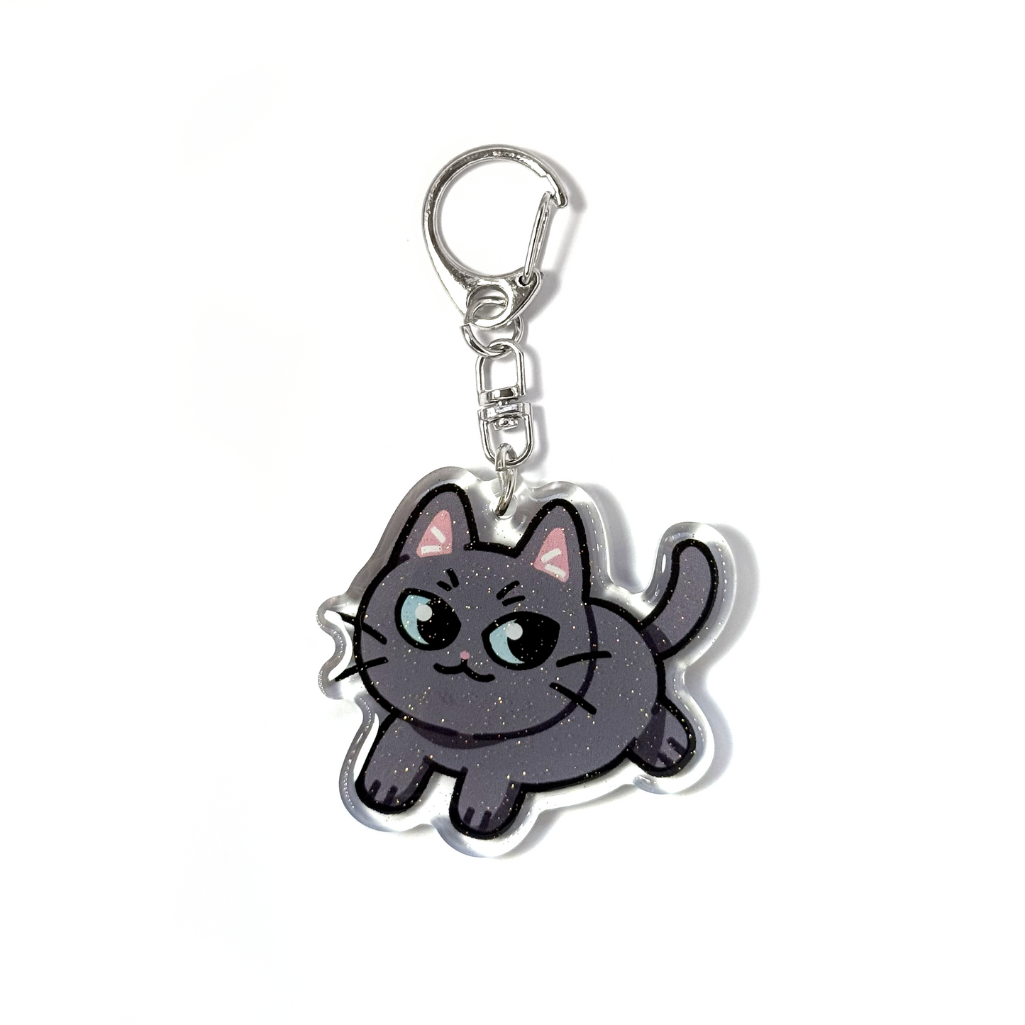 Russian Blue Gray Cat Keychain