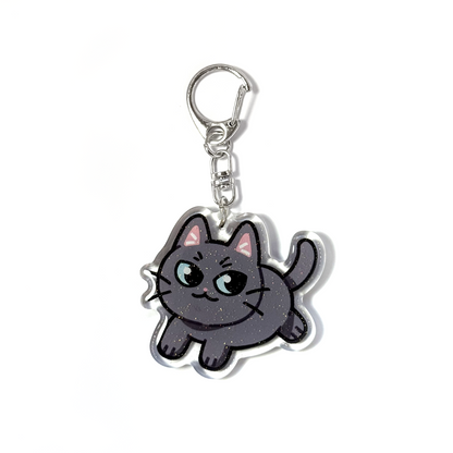 Russian Blue Gray Cat Keychain
