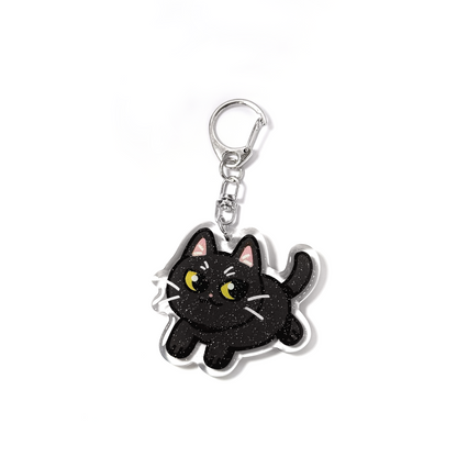 Shorthaired Black Cat Keychain
