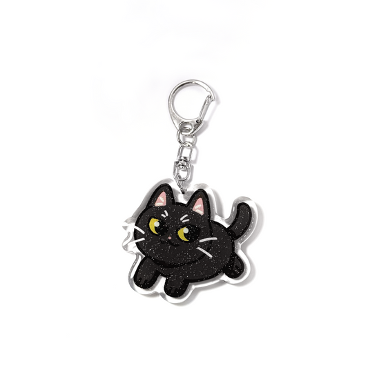 Shorthaired Black Cat Keychain