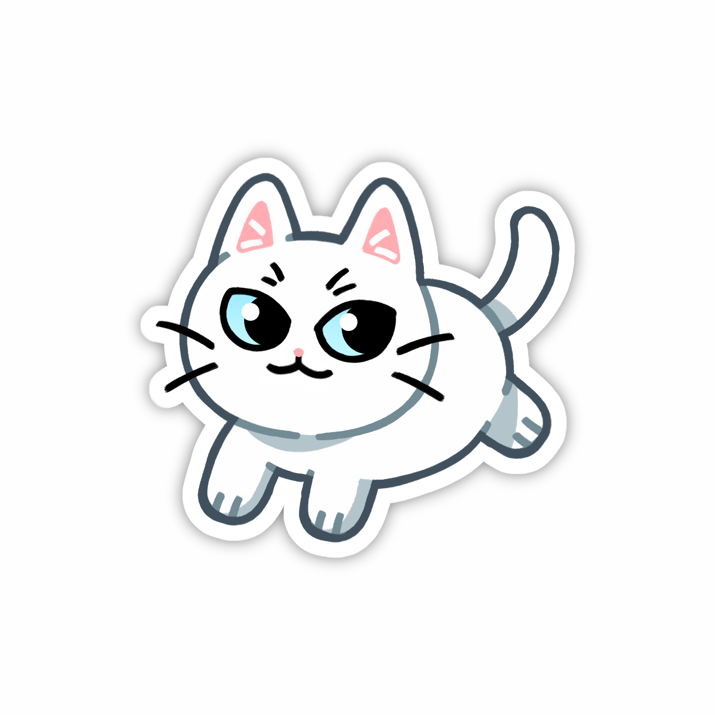 Shorthaired White Cat Sticker