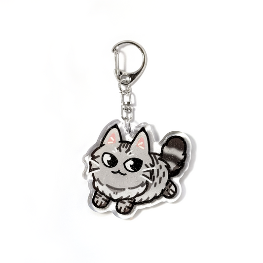 Silver Gray Tabby Norwegian Forest Cat Keychain
