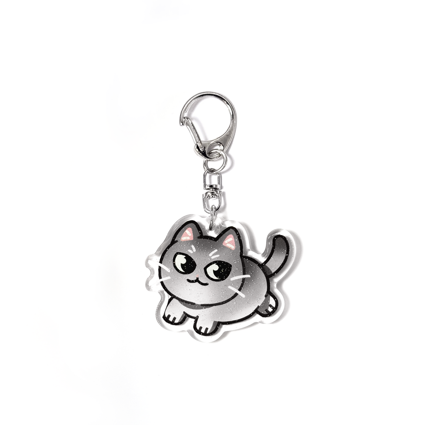 Silver British Shorthair Cat Keychain