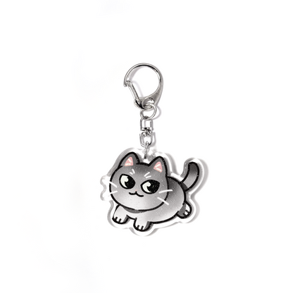 Silver British Shorthair Cat Keychain