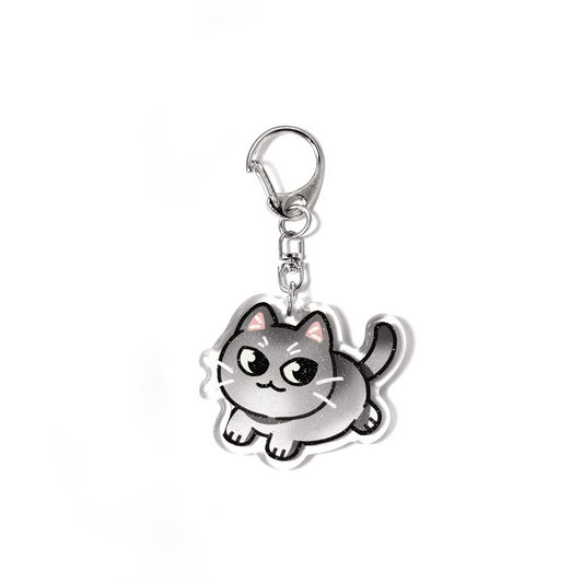Silver British Shorthair Cat Keychain